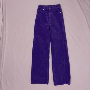 H&M Purple Ribbed Wide Leg Pants w/ Real Pockets